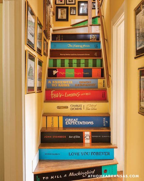 Book Staircase, Ideas For Stairs, Home Stairs, Painted Staircases, House Of Turquoise, Stairs Design Modern, Basement Stairs, Painted Stairs, Home Goods Decor