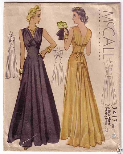 mccall gown 3417, via Flickr.  Love this style . . . Wonder if it knee length would look good?  Wish I could sew! Gown Patterns, Evening Gown Pattern, Vintage Evening Gowns, Patron Vintage, Gown Vintage, Gown Pattern, Vintage Dress Patterns, Evening Dress Fashion, 1930s Fashion