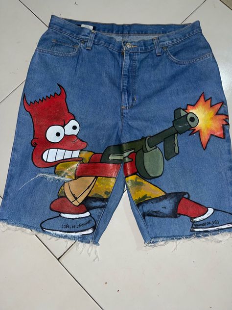 Ian Connor Custom Shorts Jeans, Pants Design Paint, Custom Jeans Diy, Black Kids Fashion, Jeans Ideas, Art Deco Paintings, Image Swag, Custom Jeans, Roses Drawing