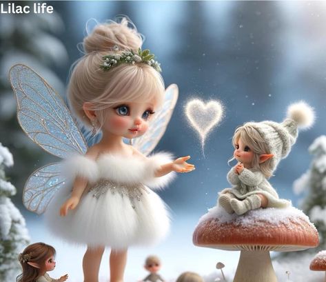 Pretty Dolls Fairies, Pixie Wallpaper, Ge Aldrig Upp, Valentine Fairy, Morning Winter, Fairy Art Dolls, Christmas Scenery, Heaven Art, Elves And Fairies