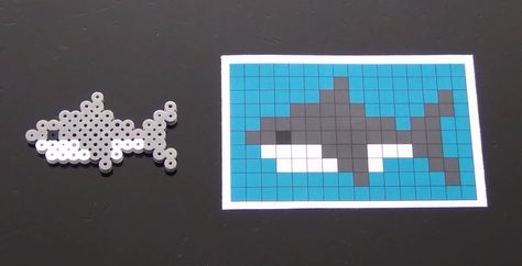 Small Shark Perler Beads, Shark Pearler Beads, Shark Pony Bead Pattern, Perler Bead Shark, Shark Perler Bead Pattern, Patterns For Bracelets, Perler Beads Ideas, Melt Beads Patterns, Hamma Beads Ideas