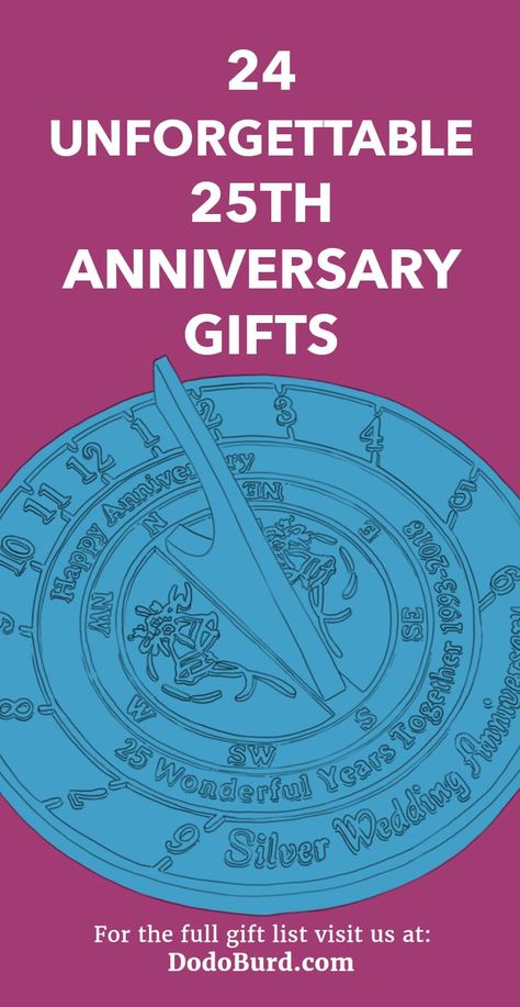 24 Unforgettable 25th Anniversary Gifts - Heartfelt Gifts for Her and Him - Dodo Burd 25 Years Anniversary Gifts For Wife, 25 Year Work Anniversary Gifts, Unique 25th Anniversary Gifts, 25th Anniversary Gifts For Couples, 25th Anniversary Gift Ideas Couple, 25th Anniversary Gifts For Friends, 25 Anniversary Gift Ideas, 25th Anniversary Ideas, 25th Anniversary Gifts For Husband