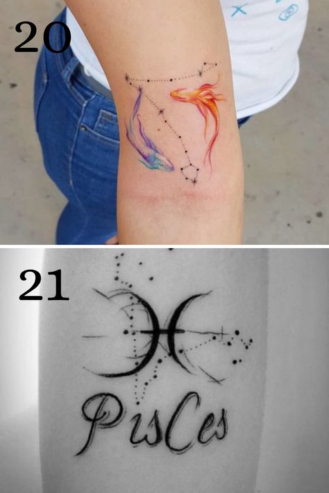 37 Open Pisces Tattoo Ideas - tattooglee Astrology Tattoo Pisces, Pisces Tattoo Ideas, About Pisces, Pisces Tattoo Designs, Tato Flash, Virgo Tattoo Designs, Pisces Tattoo, Capricorn Tattoo, Virgo Tattoo