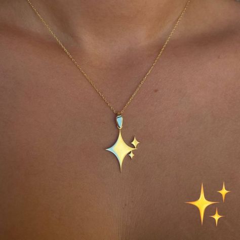 sparkle emoji necklace is for you Dizzy Emoji, Custom Emoji, Emoji Jewelry, Sparkle Emoji, Special Christmas Gift, Emoji Art, Gold Sparkle, Personal Brand, Summer Jewelry