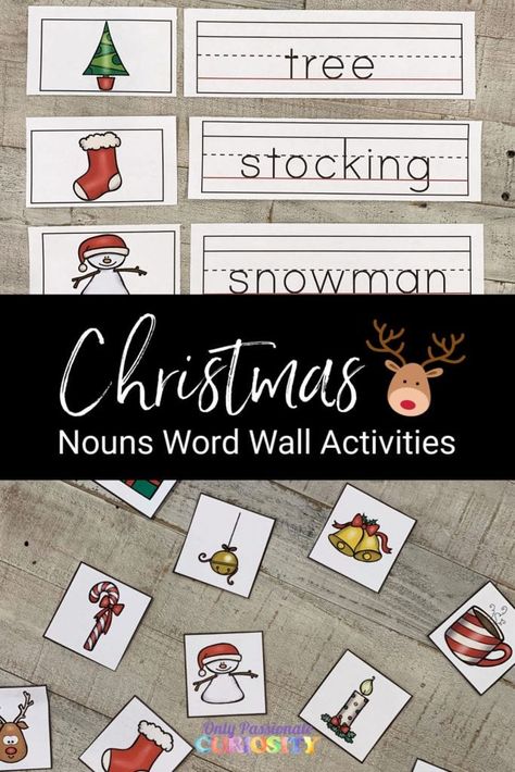 This Christmas Nouns Word Wall printable is featured as a guest post on LIfe of a Homeschool Mom! It goes along with some other fun printables here on OPC. Christmas Word Wall Free Printable, Wall Activities, Word Wall Activities, Free Educational Printables, Hanukkah Crafts, Frugal Christmas, Homeschool Freebies, Fun Educational Activities, Homeschooling Tips