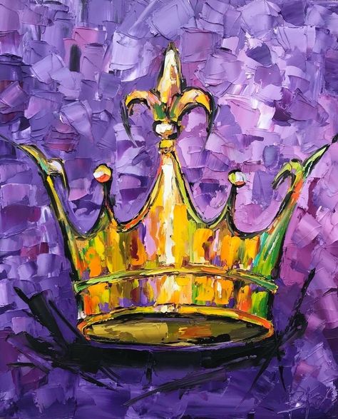 Mardi Gras Diy, Crown Painting, Mardi Gras Crafts, Abstract Painting Diy, Mardi Gra, Mardi Gras Food, Louisiana Art, New Orleans Art, Mardi Gras Costumes