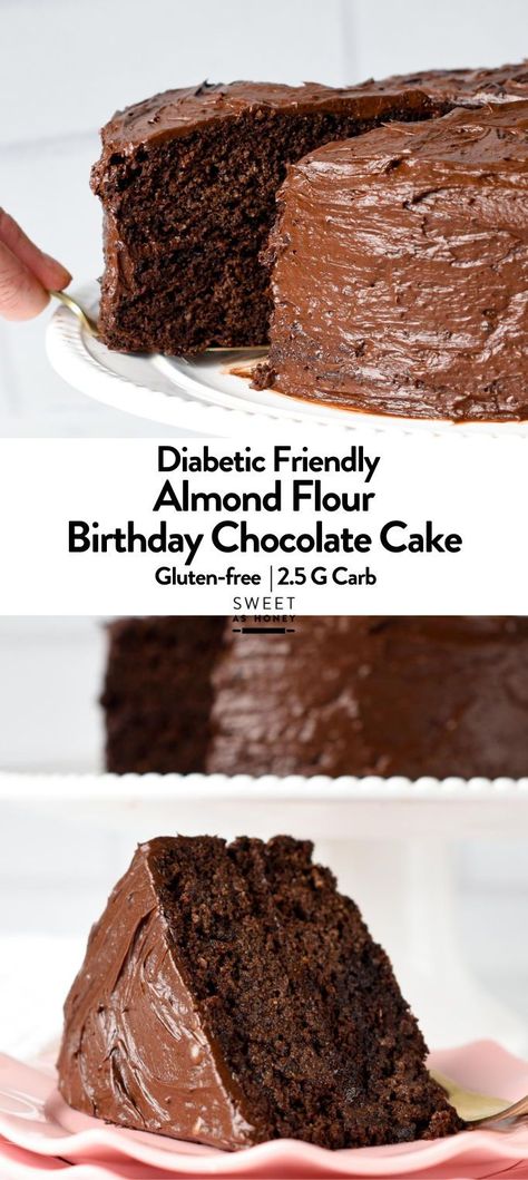 This Keto Chocolate Cake recipe is a perfect recipe for a gluten-free birthday cake with a delicious, moist, dark chocolate crumb and almond butter chocolate frosting!It’s a healthy gluten-free keto cake recipe with almond flour for any celebration. Almond Flour Birthday Cake, Keto Chocolate Cake Recipes, Chocolate Cake Almond Flour, Low Sugar Birthday Cake, Butter Chocolate Frosting, Cake Almond Flour, Keto Cake Recipes, Almond Flour Chocolate Cake, Keto Birthday