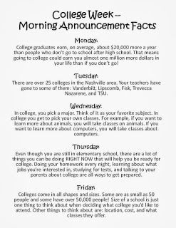 College Awareness Week College Awareness Week, Counselor Bulletin Boards, College Advising, College Theme, Middle School Counselor, College Ready, Morning Announcements, College Apps, Guidance Counselor