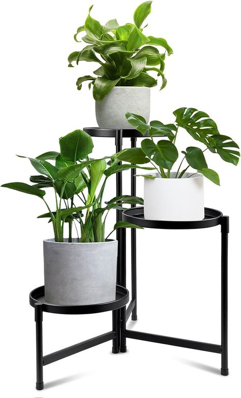 Amazon.com: OUDUOPLANT Plant Stand Indoor Outdoor - 3 Tier Black Metal Plant Stand，9.8in Broaden Disc fFlower Stand ，28in Tall Corner Plant Stand for Living Room Balcony Garden Patio : Patio, Lawn & Garden Plant Stands Indoor, Tiered Plant Stand Indoor, Metal Plant Stands, Black Plant Stand, Balkon Decor, Tall Plant Stands, Corner Plant, Iron Planters, Support Pour Plante