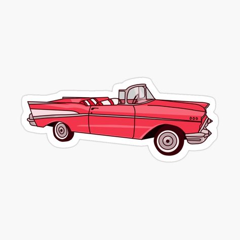 Retro Stickers Printable, Red Stickers, Sticker Retro, Book Stickers, Tri Sigma, Macbook Stickers, Red Car, Car Sticker, Retro Cars