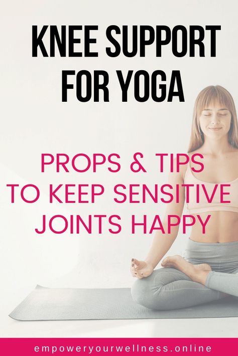 If you have bad knees or sensitive joints, you might be concerned about your ability to do yoga. Even easy workouts can be tough on painful knees. This article is full of props and tips to keep painful knees happy and learn how to tailor your yoga practice to fit your body’s needs. Yoga For Knees, Knee Pain Stretches, Yoga Group, Inner Knee Pain, Swollen Knee, Yoga Anatomy, Bad Knees, Yoga Props, Knee Exercises