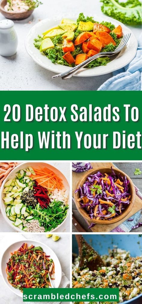 Jumpstart your menu with one of these detox salads! A great list of diet-friendly salads packed with antioxidants! Tons of unique salad recipes with great flavors that are healthy, nutritious, full of vitamins, and tons of protein! Antioxidant Salad, Salad Diet, Unique Salad, Detox Salad, Clean Eating Salads, Types Of Salad, Detox Recipes, Healthy Salads, Salad Ingredients