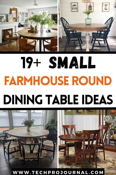 Looking for a cozy farmhouse feel? A round dining table is perfect for a small space, adding charm and creating a welcoming vibe. Check out these small farmhouse round dining table ideas to find a style that blends rustic warmth with compact functionality! Round Dining Table With Windsor Chairs, Round Table Metal Chairs, Chairs For Round Farmhouse Table, Round Dining Table And Chairs For 4, Round Dining Table Decor Farmhouse, Small Dining Room Ideas With Round Table, Different End Chairs For Dining Table, Small Round Dining Table Centerpiece, Small Kitchen Tables For 4