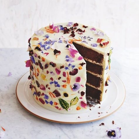 These Are The Top 6 Wedding Trends Of 2019 Cake Trends 2024, Trendy Cakes, Edible Flowers Cake, Flower Confetti, Confetti Cake, Pretty Dessert, Pretty Birthday Cakes, Just Cakes, Cute Birthday Cakes