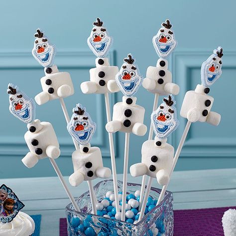 malvavisco39 Olaf Marshmallow, Kids Christmas Treats, Easy Kids Christmas, Olaf Party, Frozen Birthday Party Decorations, Olaf Birthday, Elsa Birthday Party, Frozen Bday Party, Frozen Party Decorations