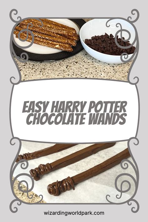 Harry Potter Chocolate Wands, Harry Potter Pretzel Wands, Harry Potter Snacks Easy, Hogwarts Food, Pretzel Wands, Kids Bake Sale, Hollywood Vacation, Harry Potter Food Ideas, Diy Harry Potter Wands