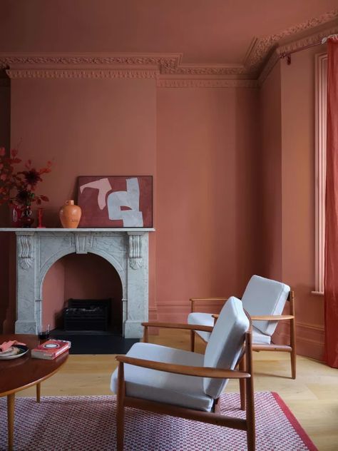 9 Vintage Paint Colors That Are Making A Comeback Best Terracotta Paint Color, Vintage Paint Colors, Terracotta Paint, Pink Paint Colors, Peach Walls, Masonry Paint, Roller Design, Red Earth, Farrow And Ball Paint