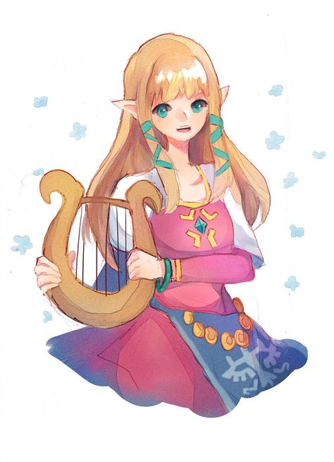 Legend Of Zelda Skyward, Zelda Skyward, The Legend Of Zelda, Harp, Legend Of Zelda, Zelda, Deviantart, Hair