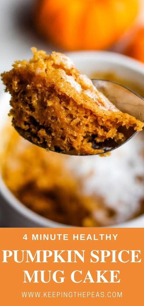 Pumpkin Spice Mug Cake Microwave, Pumpkin Muffin In A Mug, Microwave Fall Desserts, Pumpkin In A Mug, Low Calorie Pumpkin Mug Cake, Vegan Pumpkin Mug Cake, Pumpkin Microwave Recipes, Pumpkin Mug Muffin, Pumpkin Microwave Mug Cake