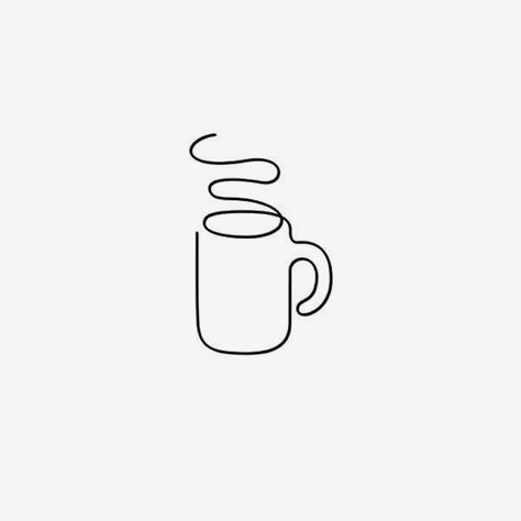 Single line drawing coffee cup - iphone app icon One Line Coffee Cup, Coffee Simple Drawing, Coffee Icon Aesthetic, Coffee App Icon, Coffee Line Drawing, Drawing Coffee Cup, Coffee Line Art, Coffee Cup Tattoo, Coffee Cup Drawing