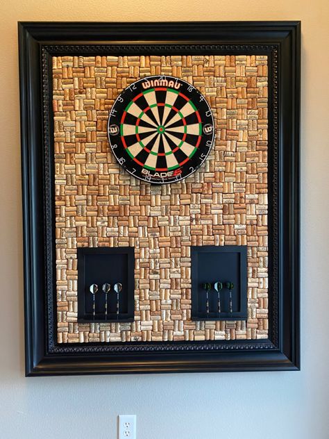 Cork Dart Board, Cork Dartboard, Dart Board Wall, Game Room Ideas, Home Bar Ideas, Basement Games, Pool Table Room, Landscaping Ideas On A Budget, Landscaping Design Ideas