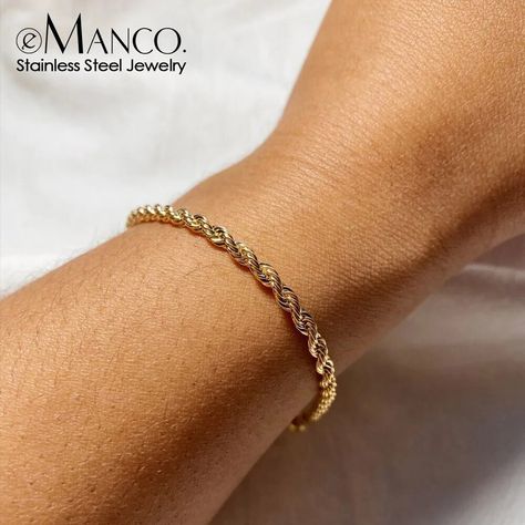 Mens Chain Bracelet, Gold Chain Bracelet, Twisted Bracelet, Bracelets Design, Gold Rope Chains, Friendship Jewelry, Gold Armband, Unisex Bracelets, Dainty Bracelets