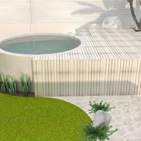 Round Pools, Round Spa, Spa Outdoor, Backyard Spa, Outside Pool, Plunge Pools, Hot Tub Backyard, Round Pool, Small Pool Design