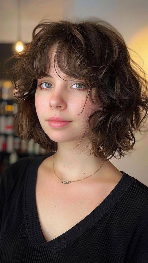 Short Layered Haircuts For Curly Hair, Curly Layered Hair Short, Layered Cut Short Hair, Curly Hair Bob Cut, Short Layered Haircuts Wavy Hair, Short Curly Hair With Bangs Hairstyles, Curly Bangs Short Hair, Layered Short Curly Hair, 90s Curly Haircut