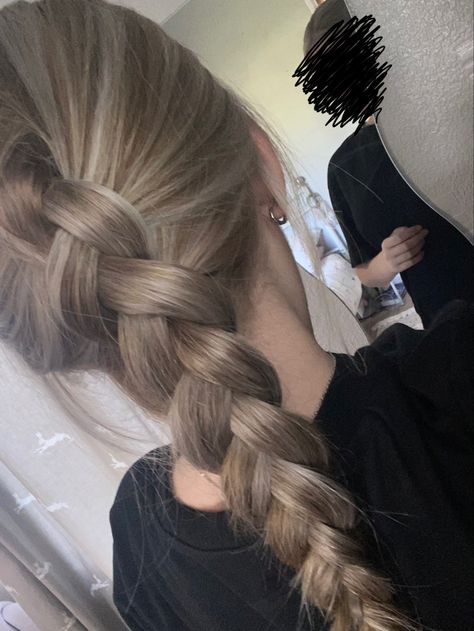 One Plait Hairstyles, Braid Hair Aesthetic, French Plates Hairstyles, French Braid Aesthetic, 2 French Plaits, Braided Hairstyles Aesthetic, French Plait Hairstyles, Hairstyles Plaits, Braid Aesthetic