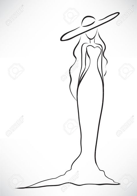 Vector Picture, Pencil Art Drawings, Line Art Drawings, Art Drawings Simple, Pencil Art, How To, Art Drawings Sketches, Fashion Sketches, Fashion Drawing