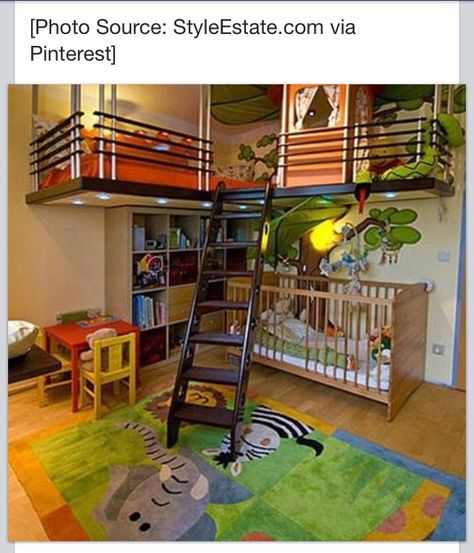 Love this bunk bed / play area above. Idea Bilik Tidur, Hiasan Bilik Tidur, Nalu, Boy's Bedroom, Kids Playroom, Kid Spaces, Cool Rooms, Kids' Room, Boy's Room