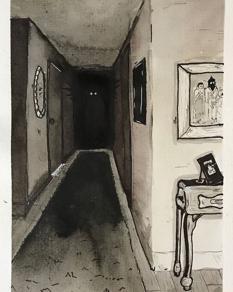 Horror Composition Drawing, Creepy Path Drawing, Scary Scenery Drawing, Scary Path Drawing, Creepy Room Drawing, Creepy Hallway Drawing, Creepy Door Drawing, Uncanny Valley Drawing, Backrooms Drawing