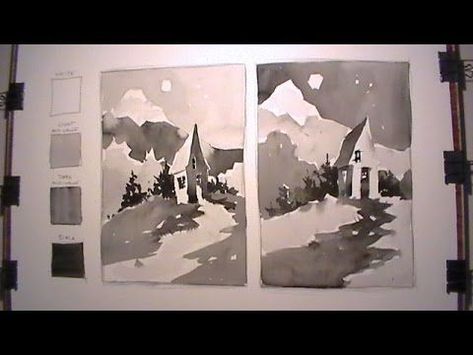 Watercolor Painting Value Study - Rod Essex - YouTube Practice Watercolor, Value Studies, Value Study, Watercolor Practice, Sketchbook Layout, Thumbnail Sketches, Value In Art, Homeschool Art, Watercolor Sketchbook