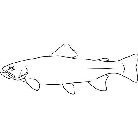 Trout Clip Art, Fishing Lures Drawing, Trout Drawing Simple, How To Draw A Trout, Trout Silhouette, Trout Drawing, Fishing Drawing, Trout Tattoo, Cutthroat Trout