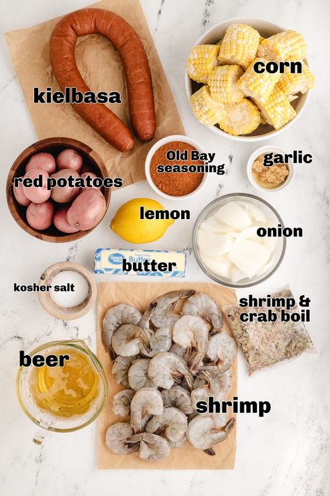 Low Country Shrimp Boil How To Seafood Boil, How To Make Shrimp Boil, Old Bay Seafood Boil Recipes, Seafood Boil Recipes Easy, Best Low Country Boil Recipe, Country Boil Recipe Seafood, Seafood Boil Ingredients, Crockpot Low Country Boil, Crablegs Shrimp Boil Recipe