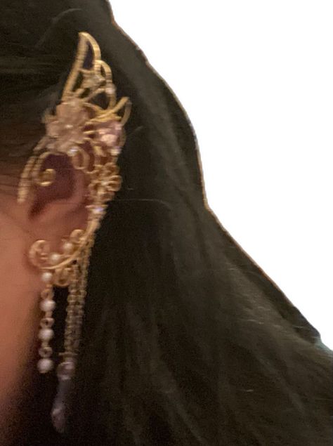 Earring Spots On Ear, Fairy Aesthetic Accessories, Fairy Ears Aesthetic, Pointy Ears Aesthetic, Fairy Earrings Aesthetic, Elf Ears Aesthetic, Fairy Accessories Jewellery, Fairy Jewelry Aesthetic, Full Ear Earrings