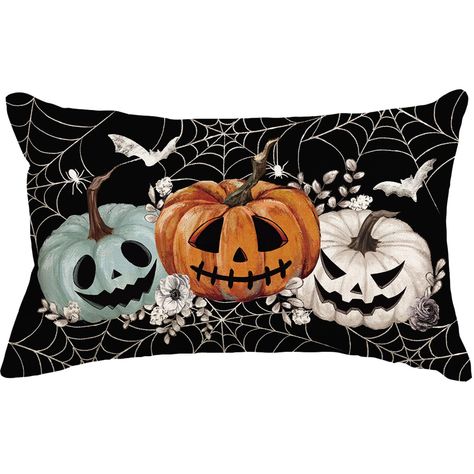 PRICES MAY VARY. 100% Polyester Fabric and Design: Lumbar throw pillow cover is made of soft canvas,comfortable to the touch. Halloween decoration pillow uses HD printing, with original aesthetic design, adding an unique spooky atmosphere to your Halloween decorations Standard Size and Invisible Zipper: The Halloween throw pillow cover is suitable for 12 x 20 or smaller pillow. As it is handmade, there'll be deviation sometimes. Lumbar pillow case uses invisible zipper side seams, easy to put on Pumpkin Spider Web, Halloween Pillow Case, Bat Pumpkin, Halloween Pillows Covers, Halloween Throw Pillow, Halloween Pillow, Pumpkin Spider, Couch Decor, Pumpkin Halloween Decorations