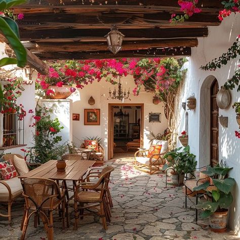 Mediterranean Exteriors, Modern Mexican Interior, Mexican Farmhouse Decor, Mexican Style House, Mexican Home Design, Mexican Style Homes, Mexican Interior Design, Modern Hacienda, Mexican Interiors