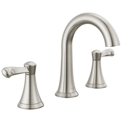 Delta Esato Spotshield Brushed Nickel 2-handle 8-in widespread WaterSense Mid-arc Bathroom Sink Faucet with Drain in the Bathroom Sink Faucets department at Lowes.com Bathroom Faucets Brushed Nickel, Bathroom Sink Drain, Widespread Bathroom Faucet, Soaking Bathtubs, Delta Faucets, Single Sink Bathroom Vanity, Lavatory Faucet, Faucet Handles, Lotion Dispenser