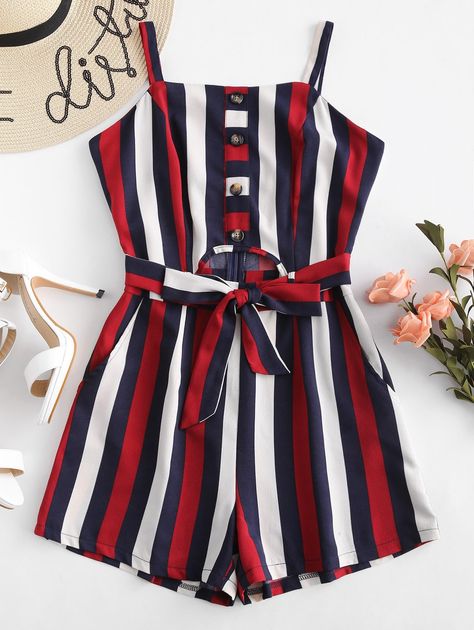 Overalls Summer, Wide Leg Romper, Half Sleeve Blouse, Womens Playsuits, Ruffle Romper, Cute Rompers, Striped Rompers, Sleeveless Rompers, Sleek Fashion