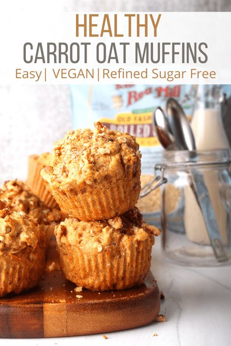 My vegan carrot muffins are the make-ahead vegan breakfast you need! These delightfully fluffy and flavorful pastries are full of protein and fiber AND made without any refined sugars. Carrot Oat Muffins, Post Surgery Meals, Polenta Bowl, Vegan Carrot Muffins, High Fiber Muffins, How To Vegan, Vegan Breakfast Muffins, Healthy Carrot Muffins, Healthy Carrot Cake Muffins