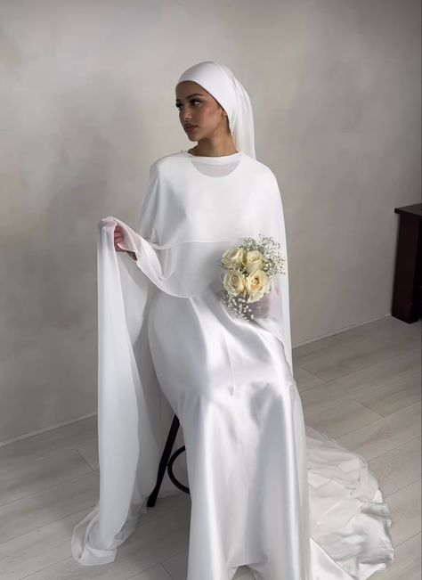 Katb Kitab Dress, Simple Nikkah Dress, Nikkah Wedding Dress, Hijabi Barbie, Chiffon Veil, Nikkah Wedding, Wedding Abaya, Casual Abaya, Nikah Dress