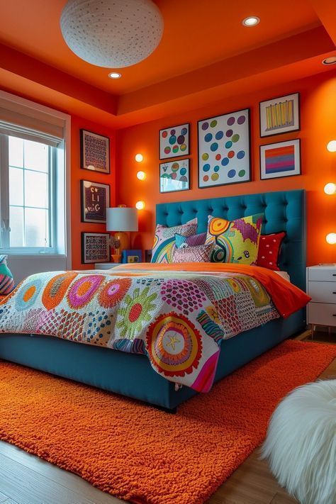 Bright Colour Bedroom Ideas, Rainbow Bedroom Ideas Kids, Interactive Decor, Bright Room Colors, Chalkboard Walls, Bedroom Moodboard, Magnetic Paint, Rainbow Bedroom, Joker Wallpapers