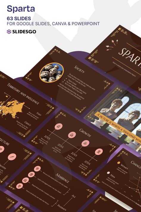 Sparta I Google Slides, Canva & PowerPoint Presentation Template Greek Mythology Presentation, Greek Mythology Powerpoint Template, History Slide Presentation, Historical Powerpoint Design, History Powerpoint Templates, Blank Document, Military Powerpoint, Powerpoint Tutorial, Presentation Maker