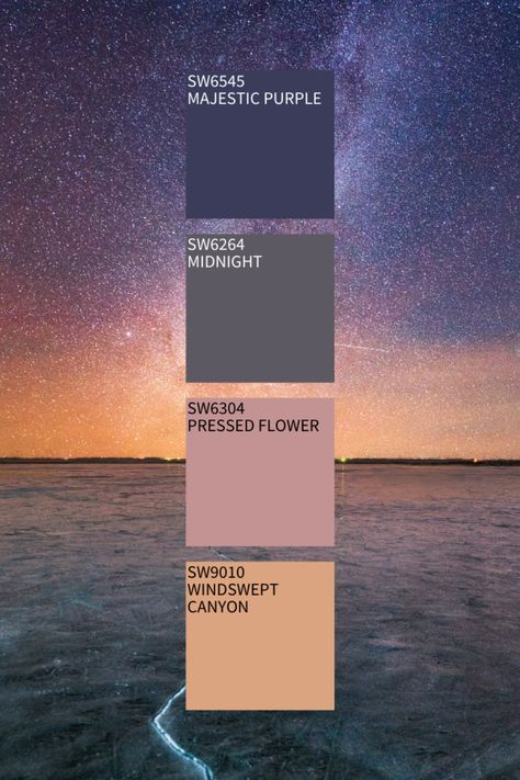 Starry Sky Color Palette, Sky Color Pallete, Moody Color Palettes, Night Colour Palette, Starry Night Color Palette, Night Sky Color Palette, Color Palette Names, Night Color Scheme, Midnight Color Palette