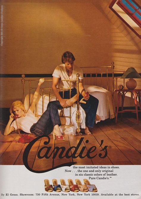 Candie's 70s Print Ads, 70s Advertisements, 80s Editorial, 70s Ads, 90s Ads, 80s Ads, Shoes Poster, Platform Clogs Shoes, Shoe Poster