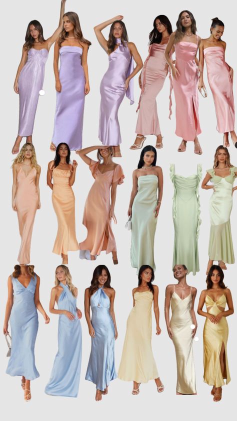 #myfirstshuffle Pastel Wedding Outfit Guest, Pastel Colored Dresses, Aesthetic Wedding Guest Outfit, Semiformal Outfit Women Wedding Guest, Bridesmaid Dresses Asian, Wedding Guest Inspo Outfit, Dresscode Ideas, Wedding Guest Aesthetic, Engagement Party Outfit