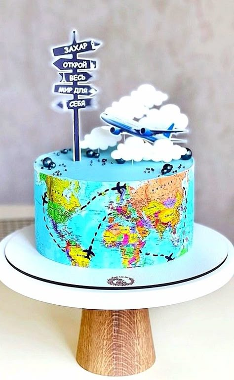 Travel Theme Cake, Geo Cake, Cookies Bouquet, Flower Cookies Bouquet, Travel Birthday Party, Travel Cakes, Map Cake, 60th Cake, Airplane Cake