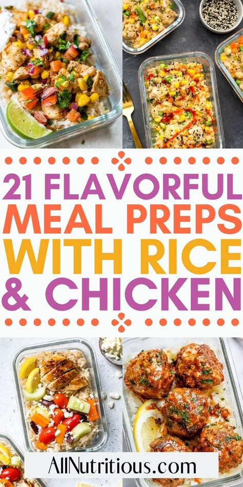 Rice Meal Prep Ideas, Chicken And Rice Meal Prep, Rice Meal Prep, Chicken Meal Prep Recipes, Prep Lunch Ideas, Meal Prep Lunch Ideas, Delicious Meal Prep, Easy Chicken And Rice, Chicken Lunch