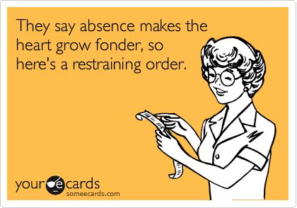 They say absence makes the heart grow fonder, so here's a restraining order. Hockey Mom Quote, Best Sports Quotes, Quotes Girlfriend, Girls Hockey, Hockey Party, Hockey Tournaments, Hockey Quotes, Hockey Memes, Hockey Baby